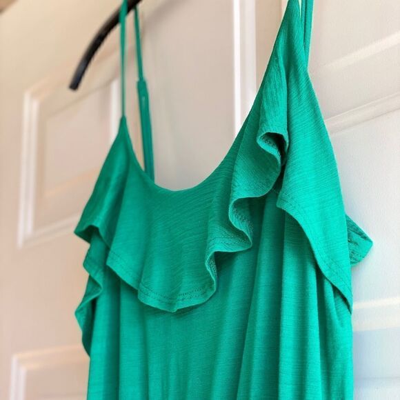 Lush Ruffle Green Dress w/ Pockets - Picture 1 of 4